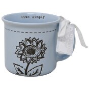Wholesale - Yellow Camper Mug with Debossed Sunflower and Outlined Rim with "Live Simply" on Inside C/P 36, UPC: 195010145381